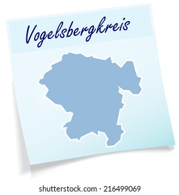 Map of Vogelsbergkreis as sticky note in blue