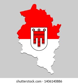 Map of Vorarlberg is a state Austria with flag. Vector Illustration