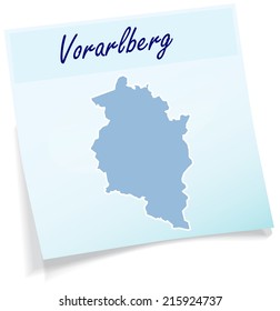 Map of vorarlberg as sticky note in blue