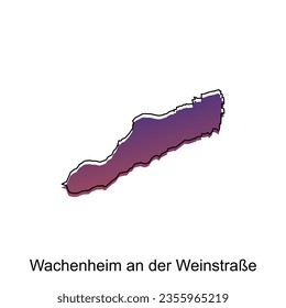 Map Of Wachenheim An Der WeinstraBe City Modern Simple Colorful with Outline, illustration vector design template