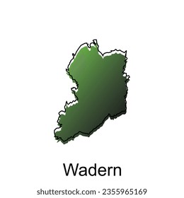 Mapa de Wadern City Moderno de color simple con contorno, ilustración plantilla de diseño de vector