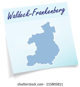 Map of Waldeck-Frankenberg as sticky note in blue