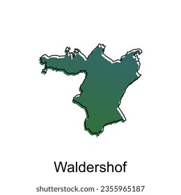 Map Of Waldershof City Modern Simple Colorful with Outline, illustration vector design template