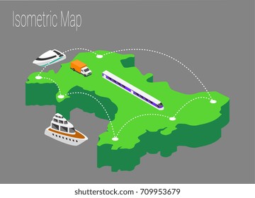 Map Wales isometric concept. 3d flat illustration of Map Wales.