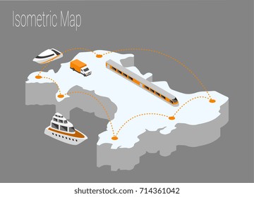 Map Wales isometric concept. 3d flat illustration of Map Wales.
