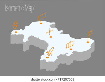 Map Wales isometric concept. 3d flat illustration of Map Wales.