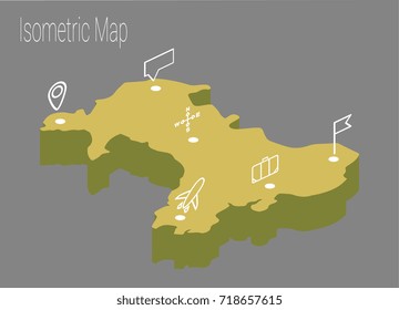 Map Wales isometric concept. 3d flat illustration of Map Wales.