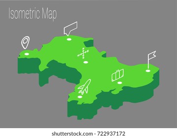 Map Wales isometric concept. 3d flat illustration of Map Wales.