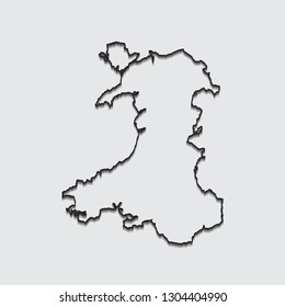 Map of Wales with shadow on gray background.eps10 