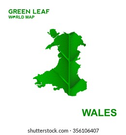 Map Of Wales,Nature green leaf, vector illustration