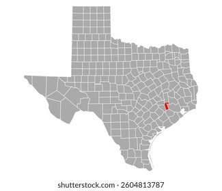 Map of Waller in Texas on white