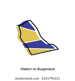 map of Wallern im Burgenland City modern with outline, High detailed illustration vector Design Template