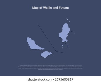Mapa de Wallis e Futuna , silhueta vetor minimalista em azul suave sobre fundo escuro