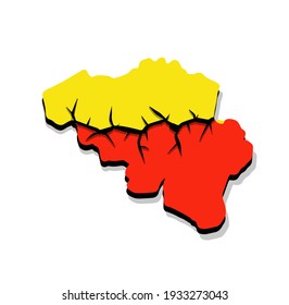 Mapa de Valonia y Flandes. Zona y pabellón de Bélgica. Geografía de Europa. Símbolo nacional estatal. Diferencias regionales y separatismo. El concepto de euroescéptica