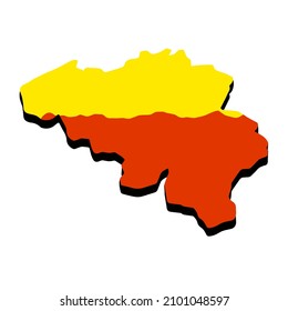 Map of Wallonia and Flanders. State national symbol. Area and flag of Belgium