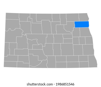 Map of Walsh in North Dakota on white