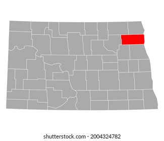 Map of Walsh in North Dakota on white background