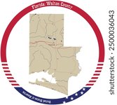 Map of Walton County in Florida, USA arranged in a circle.