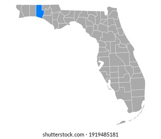 Map of Walton in Florida on white