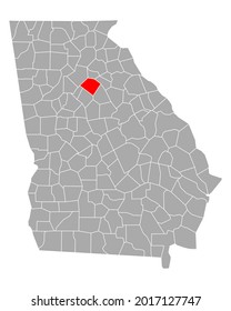 Map of Walton in Georgia on white