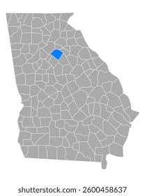 Map of Walton in Georgia on white