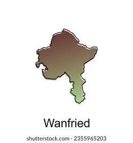Map Of Wanfried City Modern Simple Colorful with Outline, illustration vector design template