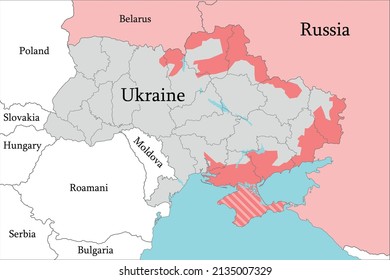 Mapa de la guerra en Ucrania y Oriente Medio. Conflicto militar entre Ucrania y Rusia.