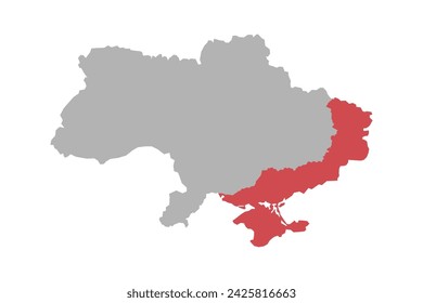 Mapa de la guerra en Ucrania. Agresión de Rusia y anexión de los territorios del país. Ilustración de vector político