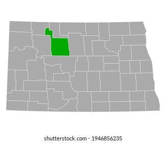 Map of Ward in North Dakota on white