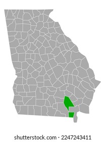 Map of Ware in Georgia on white