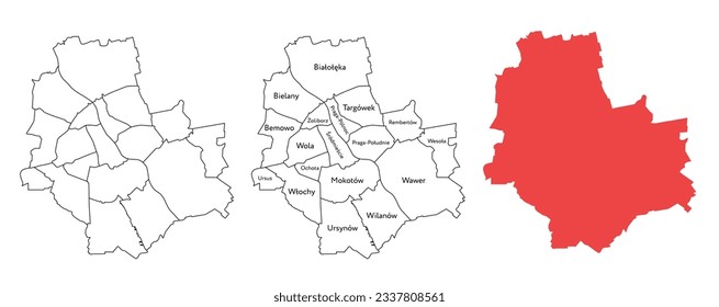Mapa de Varsovia y sus distritos