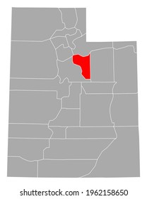 Map of Wasatch in Utah on white