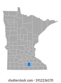 Map of Waseca in Minnesota on white
