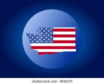 map of Washington and American flag globe illustration