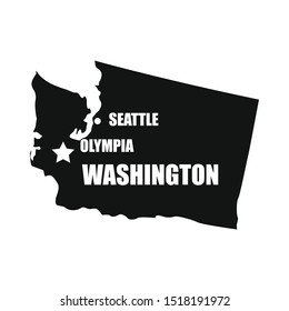 map of washington in black on a white background