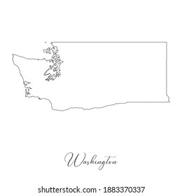 Map of Washington. Border of Washington and handwritten name of the state. Minimalist map. This vector map is appropriate for digital editing and prints of all sizes.