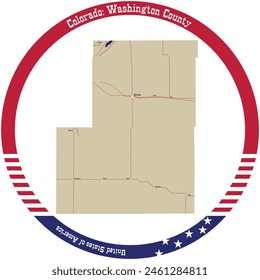 Map of Washington County in Colorado, USA arranged in a circle.