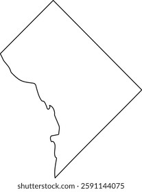 Map of Washington, D.C., USA. Washington, D. C. Map Black, United States Capital Town Border | US American City | Transparent Isolated | Variations. Modern Map - Washington D.C. USA.Vector.Transparent