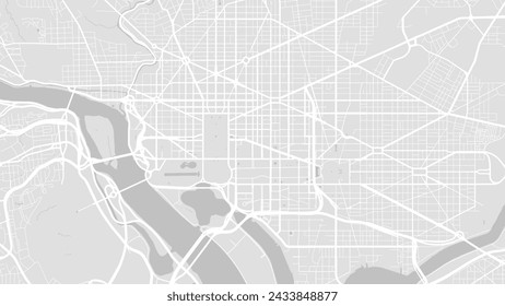 Map of Washington D.C., USA. Detailed city vector map, metropolitan area. Streetmap with roads and water.