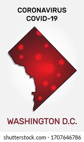 Karte von Washington District of Columbia Staat und Coronavirus Infektion.