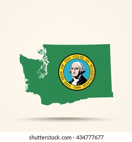 Map of Washington in Washington flag colors



