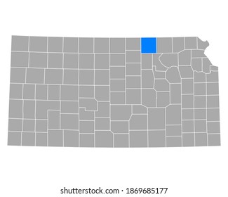 Karte von Washington in Kansas auf Weiß