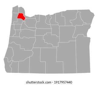 Map of Washington in Oregon on white