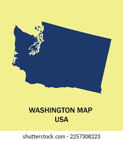 Map of Washington, Map of Washington with Solid color, Map of USA state Washington Vector Illustration, Map of Washington with Color, USA.
