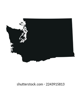 Karte des Bundesstaates Washington in schwarzer Farbe einzeln auf weißem Hintergrund. Vektorgrafik