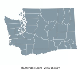 Map of Washington state with counties borders