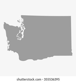 Map  of Washington State in gray on a white background