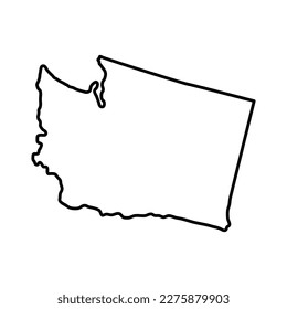Map of Washington is a state of United States. Editable stroke. Vector illustration.