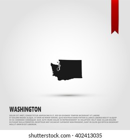Map of the Washington state. Vector illustration design element. Flat style design icon.