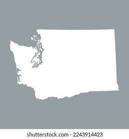 Map of the Washington state in white color isolated on grey background. Vector illustration